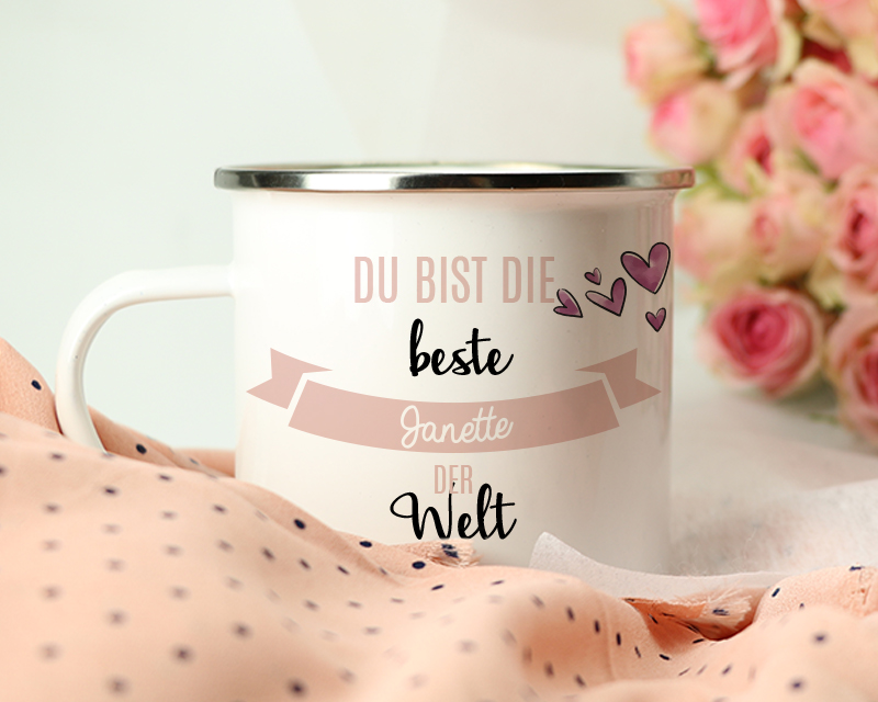 Personalisierbare Emaille-Tasse - Du bist die Beste der Welt