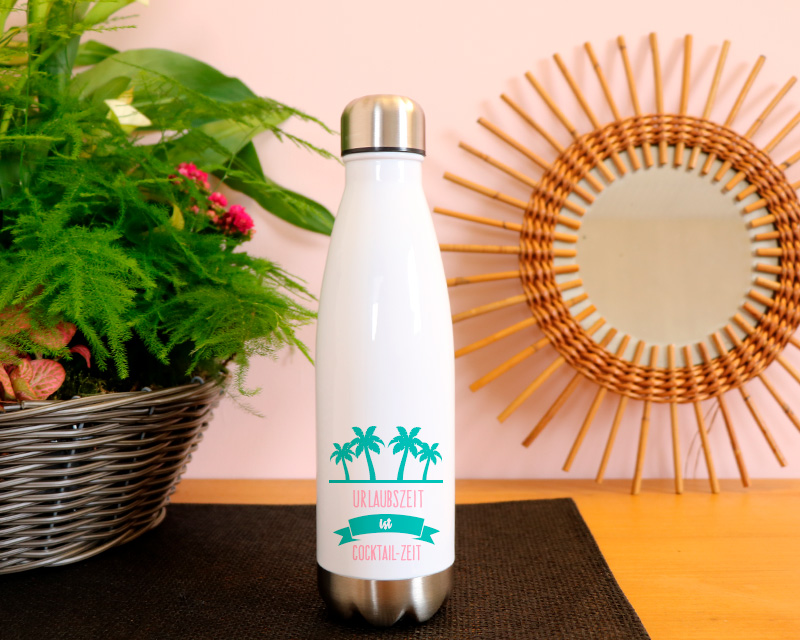 Gourde isotherme en inox personnalisable - Été Palmier