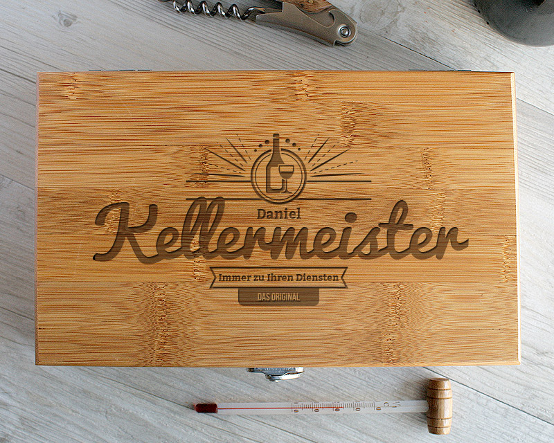 Wein Geschenk Box - Dekantierset Sommelier Set - Personalisierbares Geschenk - Kellermeister