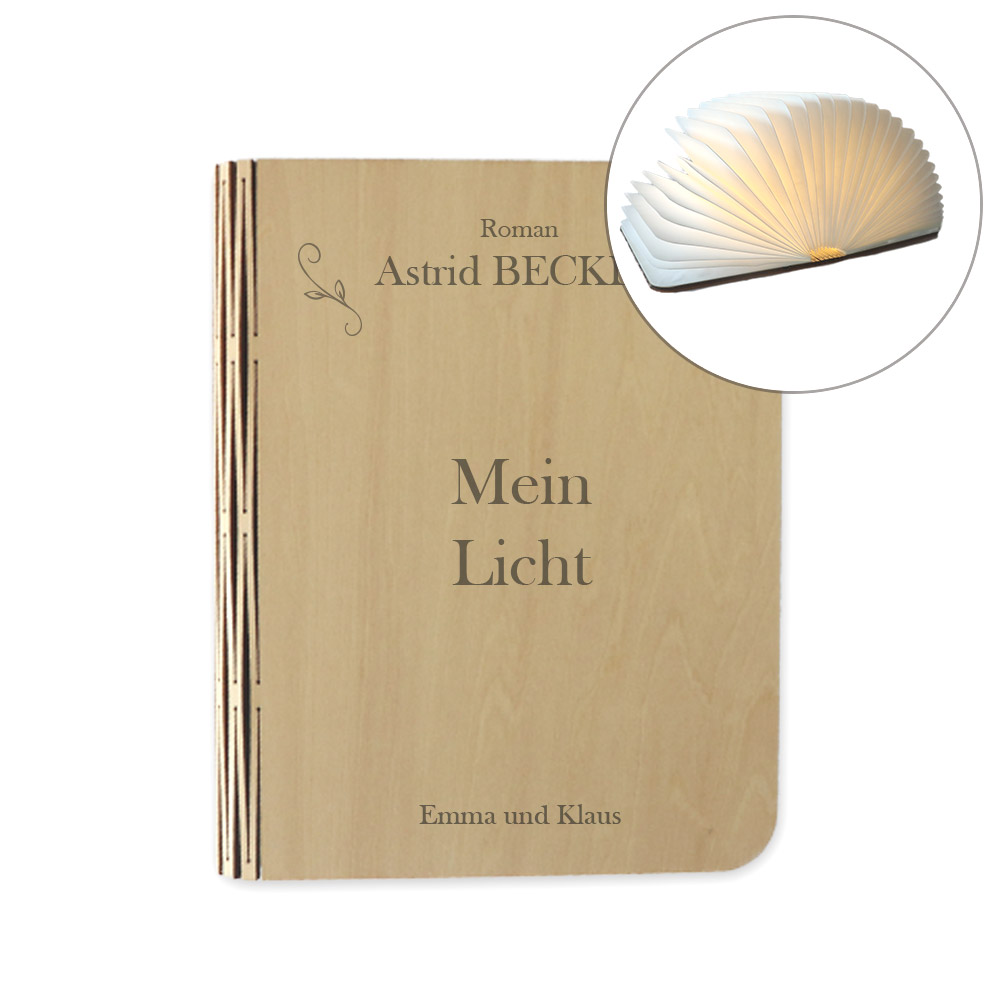 Personalisierbare beleuchtete Buchlampe