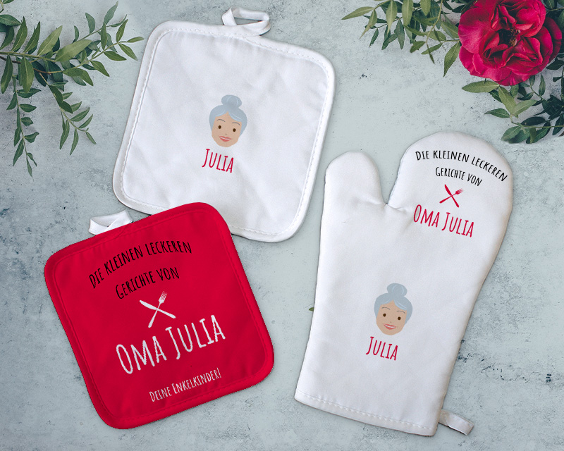 Personalisierbare Topflappen und Ofenhandschuhe - Kollektion Family Circus