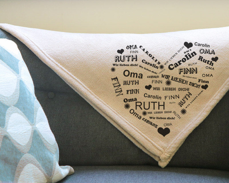 Kuscheldecke personalisiert mit Vornamen - Sweet Heart Familie