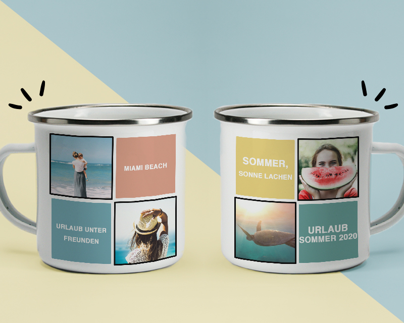 Personalisierbare Emaille-Tasse - Mix Erinnerungsfotos