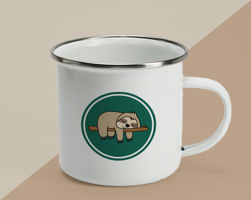 Personalisierbare Emaille-Tasse - Langschläfer - Faultier-Kollektion