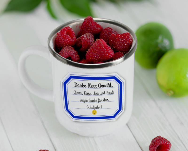 Personalisierbare Emaille-Tasse - Kollektion Danke Frau Lehrerin