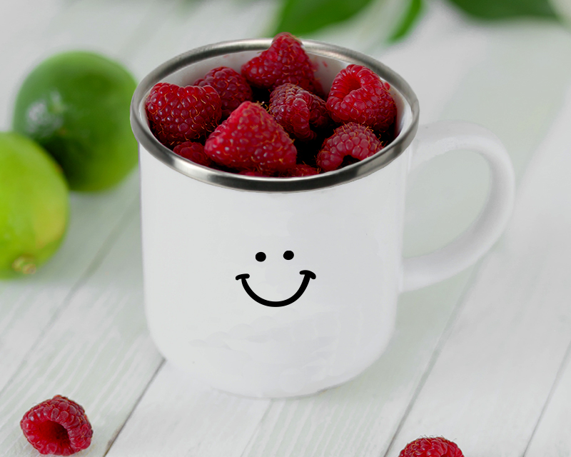 Personalisierbare Emaille-Tasse - Positive Botschaft