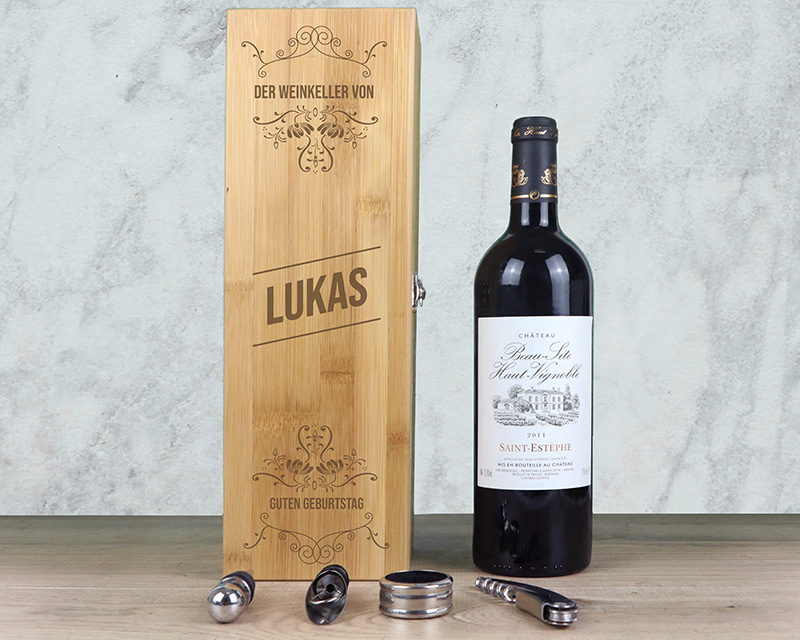 Wein Geschenk Box - Dekantierset Sommelier Set - Personalisierbares Geschenk - Prestige