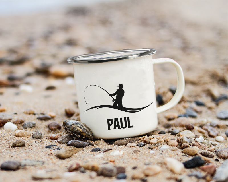 Personalisierbare Emaille-Tasse - Angler Nr. 1