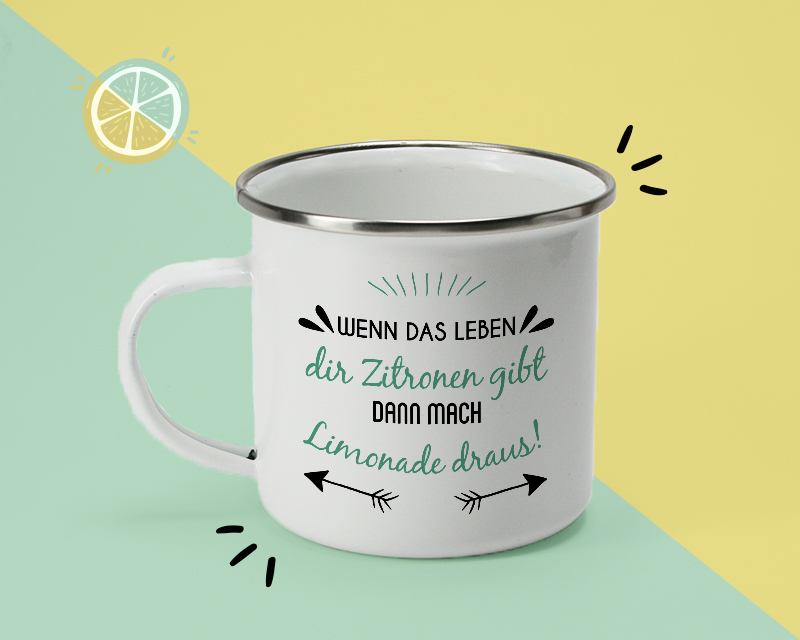 Personalisierbare Emaille-Tasse - Positive Botschaft