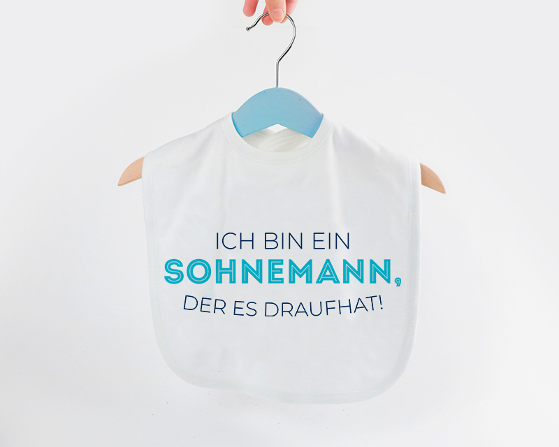 Personalisierbares Baby Latzchen - Kollektion 'Ich hab's drauf' - Modell Blau