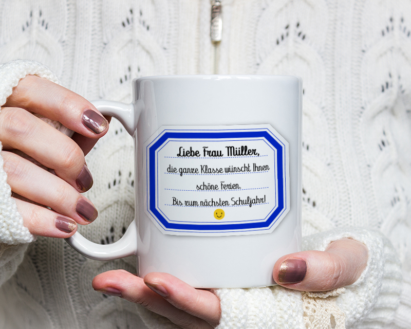 Personalisierbare Tasse - Kollektion Danke Frau Lehrerin