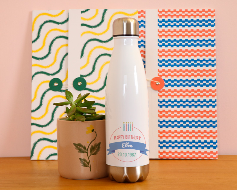 Personalisierbare Isolierflasche aus Edelstahl - Kollektion Weihnachtskerzen für Frauen