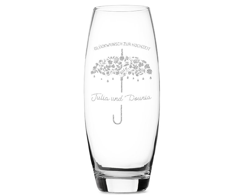 Anpassbare ovale Vase gravierten und rot ewige Rosen - Ich liebe dich