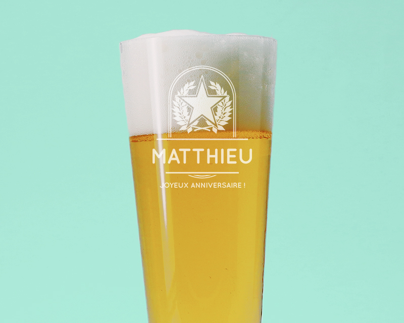 Verre à Bière Flûte Personnalisable - Blason Etoile