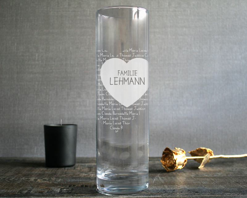 Personalisierbare Vase mit Gravur - Familie
