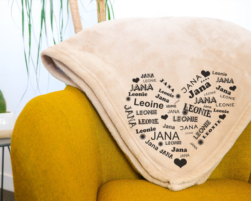 Kuscheldecke personalisiert mit Vornamen - Sweet Heart Familie
