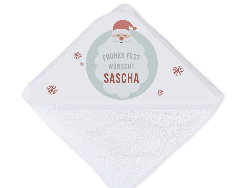 Personalisierbares Kapuzen-Badetuch für Babys - Erstes Weihnachtsfest