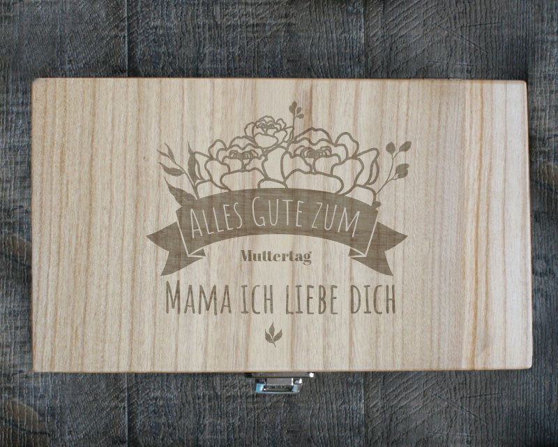 Personalisierbare Teebox - Kollektion Blumen Mama