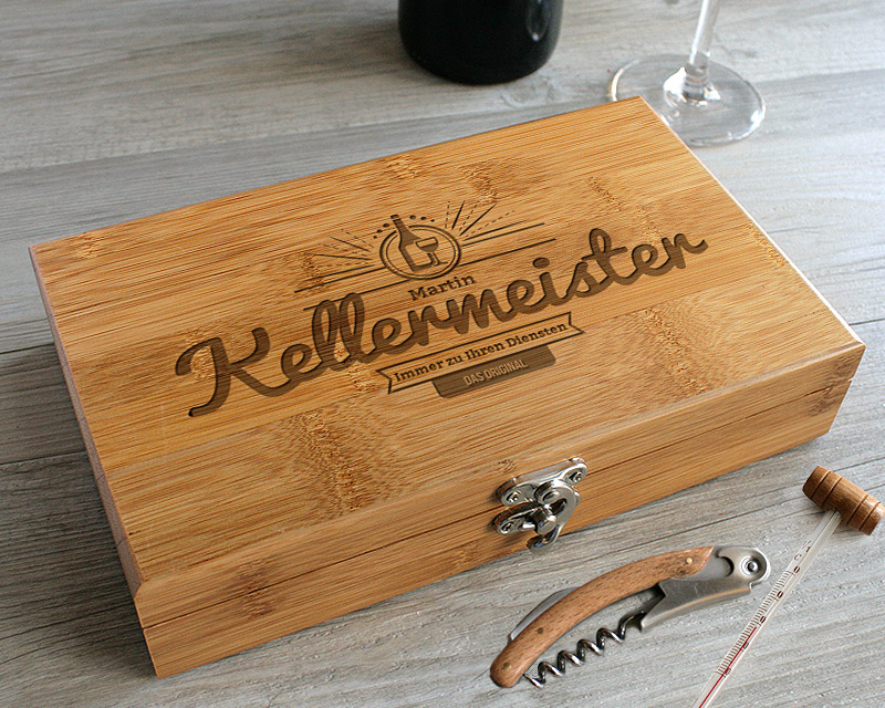 Wein Geschenk Box - Dekantierset Sommelier Set - Personalisierbares Geschenk - Kellermeister