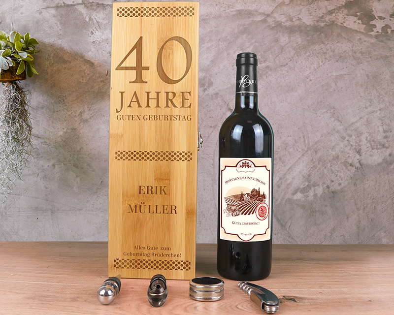 Sommelier-Geburtstags-Box mit Bordeaux-Weinflasche