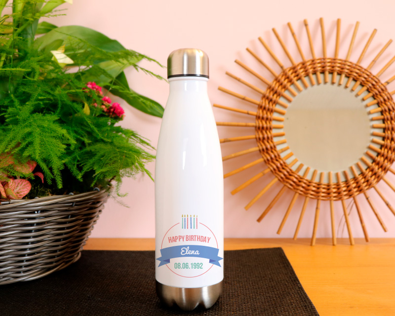 Personalisierbare Isolierflasche aus Edelstahl - Kollektion Weihnachtskerzen für Frauen
