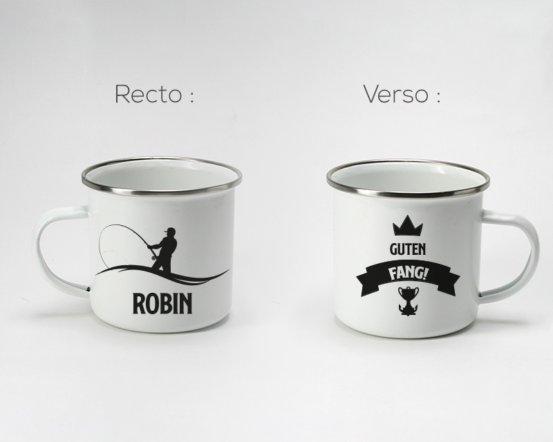 Personalisierbare Emaille-Tasse - Angler Nr. 1