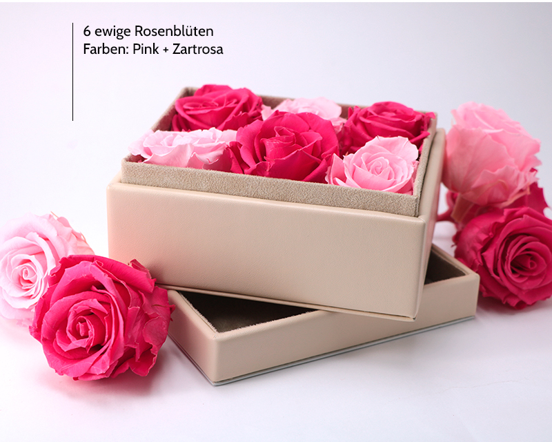 Personalisierbares Schmuckkästchen mit 6 ewigen Rosen