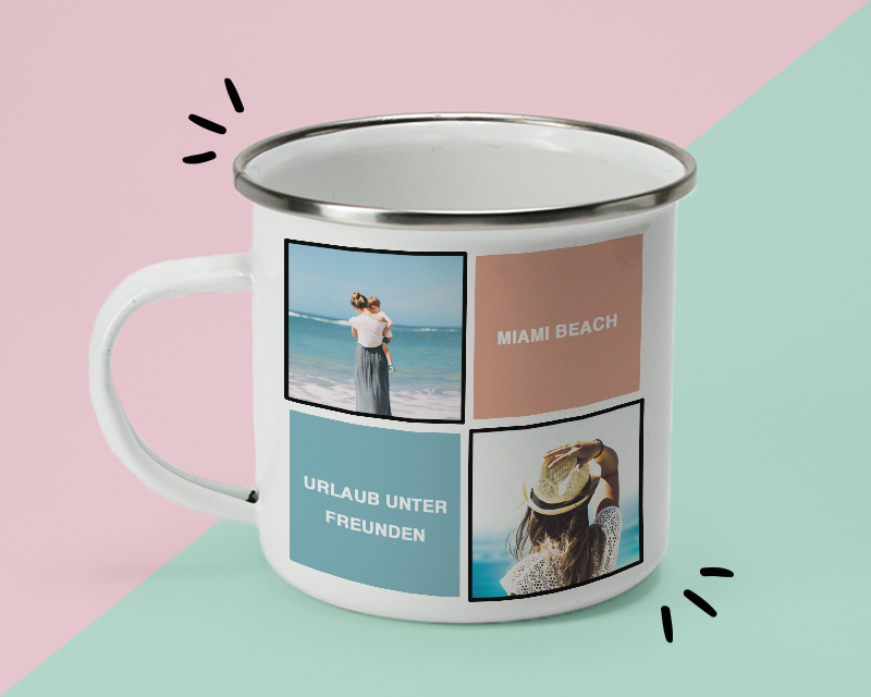 Personalisierbare Emaille-Tasse - Mix Erinnerungsfotos