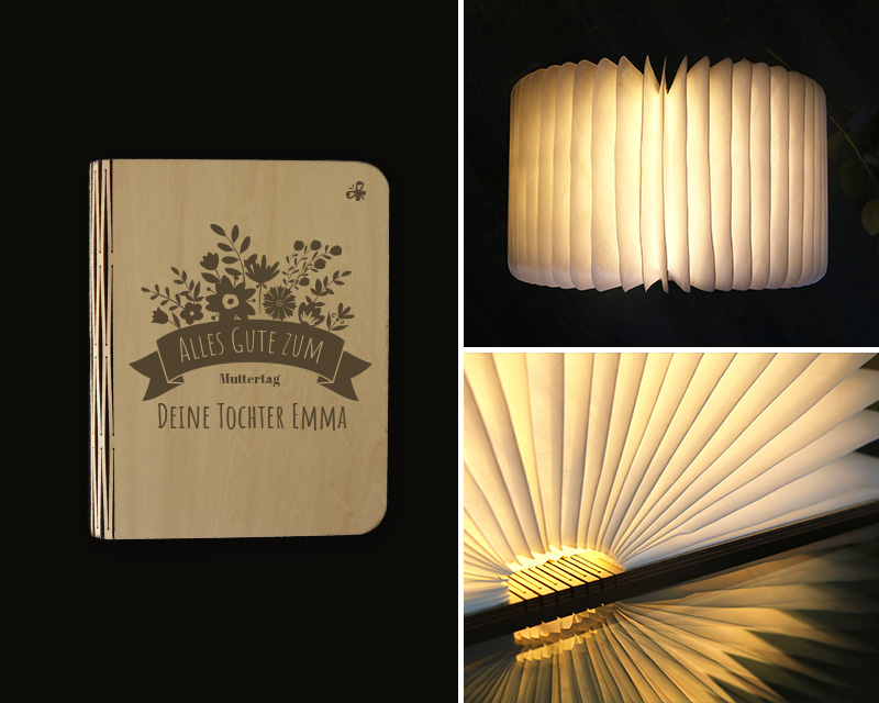 Personalisierbare Buch-Lampe - Kollektion Blumen Mama