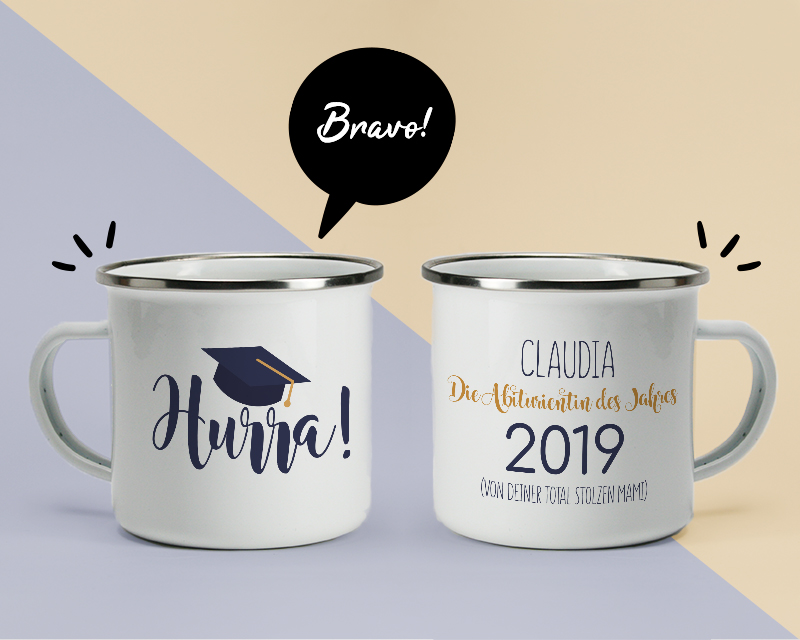 Personalisierbare Emaille-Tasse - Absolvent