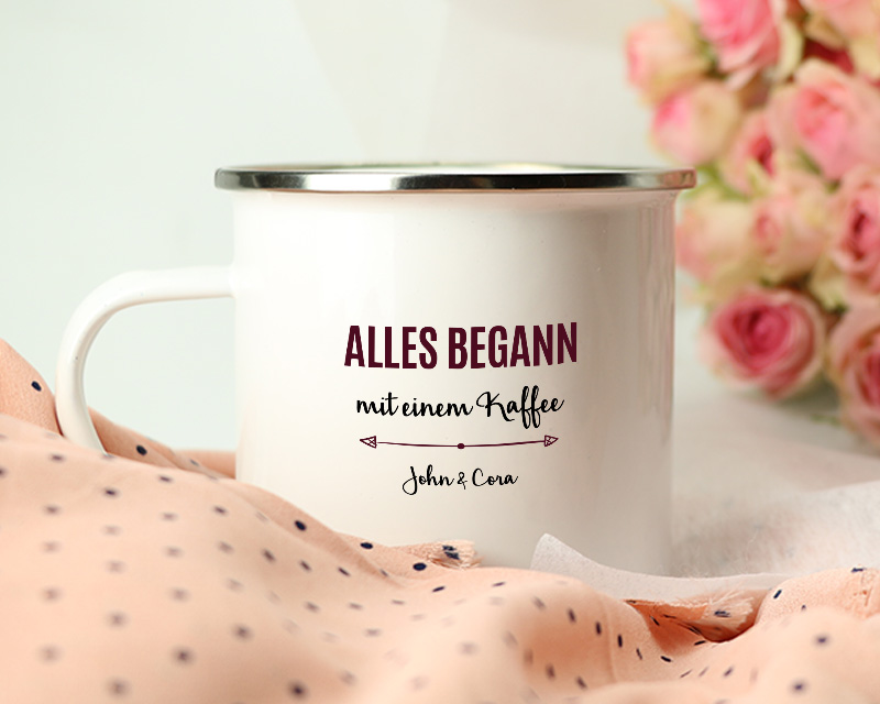 Emaille-Tasse Alles begann ...