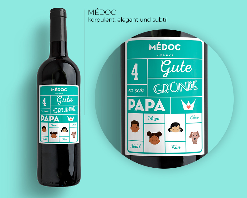 Weinflasche Die guten Gründe Papa zu sein