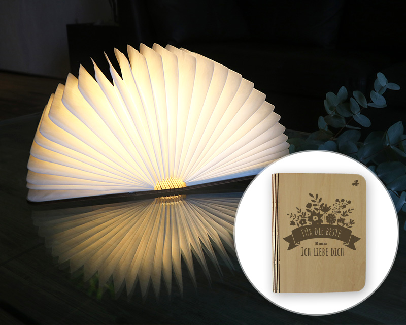 Personalisierbare Buch-Lampe - Kollektion Blumen Mama