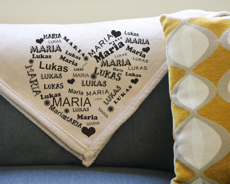Kuscheldecke personalisiert mit Vornamen - Sweet Heart Familie