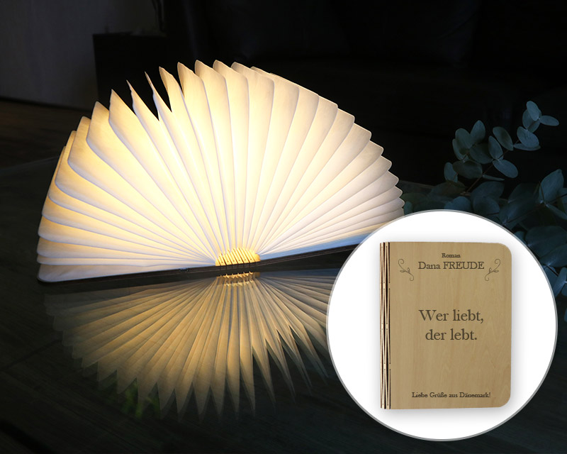 Personalisierbare beleuchtete Buchlampe