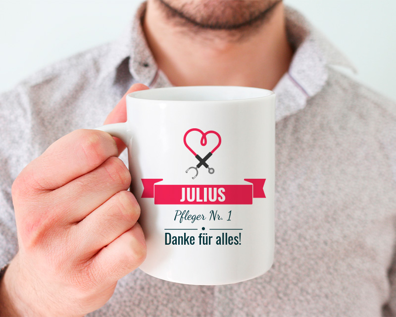 Personalisierbare Tasse - Dankeschön Pflegepersonal