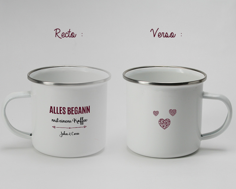 Emaille-Tasse Alles begann ...