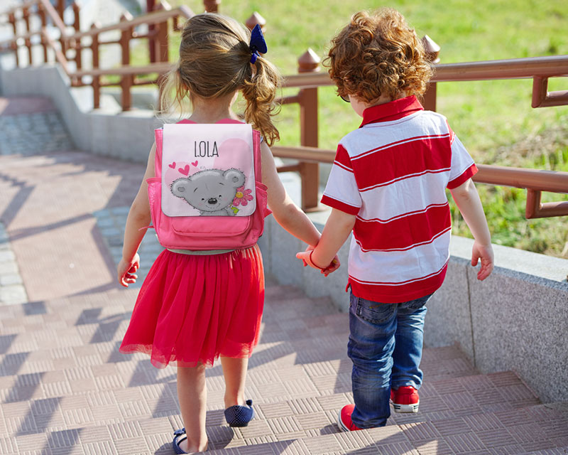 Personalisierbarer Rucksack für Kinder mit Federmappe Bärchen