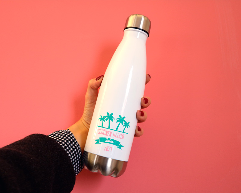 Gourde isotherme en inox personnalisable - Été Palmier