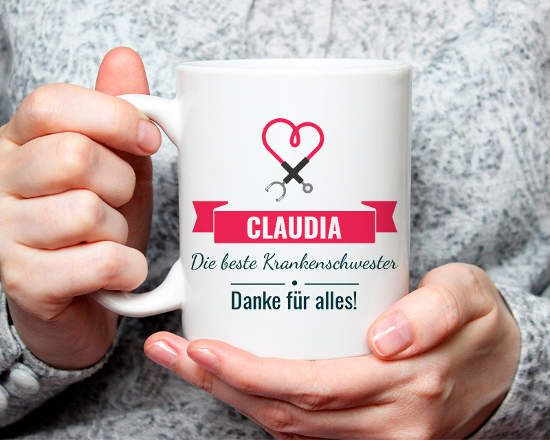 Personalisierbare Tasse - Dankeschön Pflegepersonal