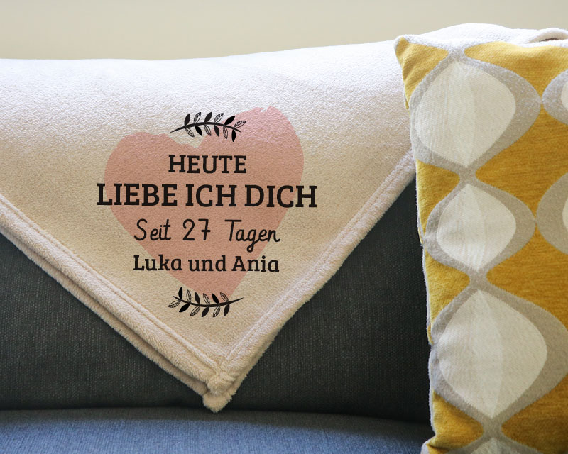Personalisierbares Maxi Plaid - Heute liebe ich dich schon seit... Tagen