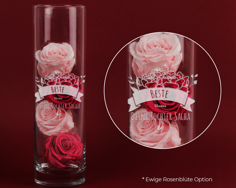 Personalisierbare Vase mit Gravur - Blumen Mama