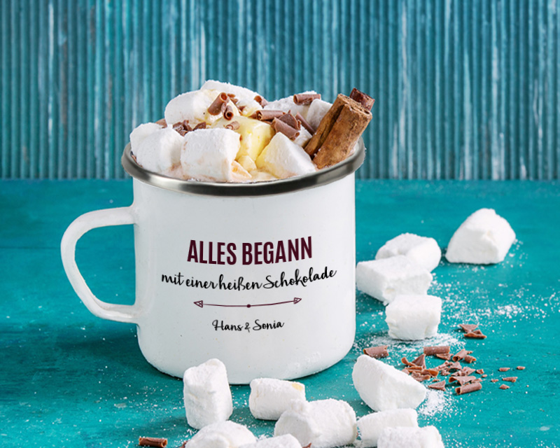 Emaille-Tasse Alles begann ...