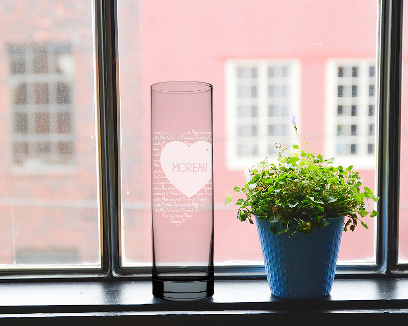 Personalisierbare Vase mit Gravur - Familie