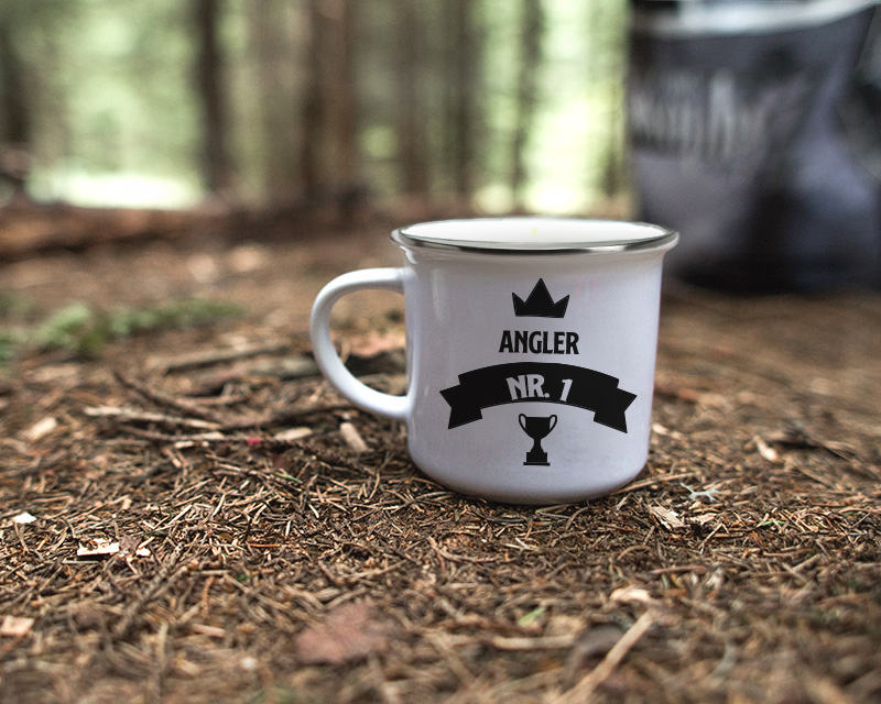 Personalisierbare Emaille-Tasse - Angler Nr. 1